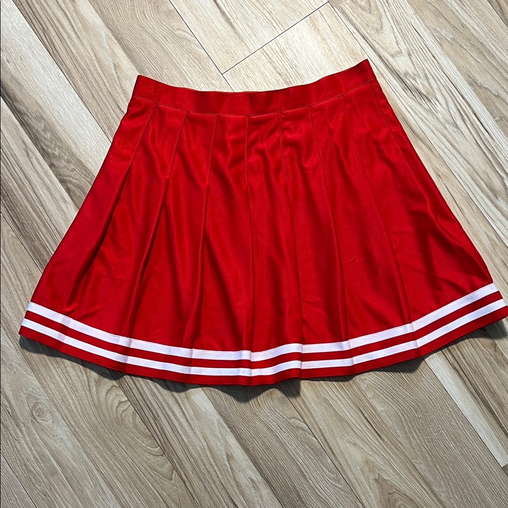 Red with white Pleated Skirt with White Stripes size medium